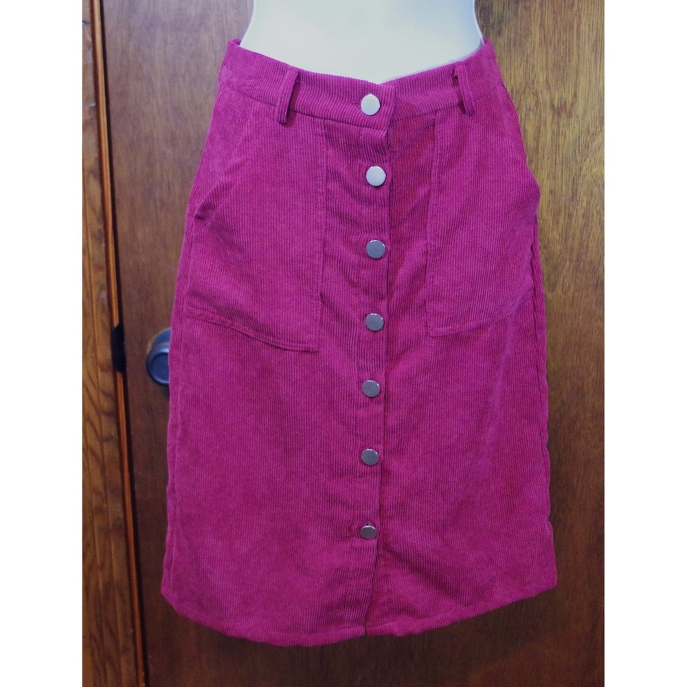 SHEIN Teen Girls Brick Red Corduroy Button Front‎ A-Line Skirt Size 10-11Y
